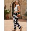 image:imageEkouaer Soft Pajama Pants for Women Elastic Waist Casual Lounge Yoga Pj Bottoms with PocketsFlowers Black