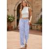 image:imageEkouaer Soft Pajama Pants for Women Elastic Waist Casual Lounge Yoga Pj Bottoms with PocketsSpotted Blue
