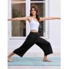 image:imageEkouaer Womens Pajama Pants 2026 Wide Leg Capri Yoga Pants Lounge Comfy Sleep Pj Bottoms with PocketsBlack