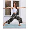 image:imageEkouaer Womens Pajama Pants 2026 Wide Leg Capri Yoga Pants Lounge Comfy Sleep Pj Bottoms with PocketsBlack Flowers