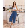 image:imageEkouaer Womens Pajama Pants 2026 Wide Leg Capri Yoga Pants Lounge Comfy Sleep Pj Bottoms with PocketsBlue