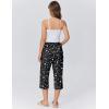 image:imageEkouaer Womens Pajamas Pants Capri Pj Bottoms with Pockets Comfy Drawstring Printed Lounge Soft Sleep PantsBlack Stars