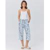 image:imageEkouaer Womens Pajamas Pants Capri Pj Bottoms with Pockets Comfy Drawstring Printed Lounge Soft Sleep PantsBlue Flowers