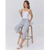 image:imageEkouaer Womens Pajamas Pants Capri Pj Bottoms with Pockets Comfy Drawstring Printed Lounge Soft Sleep PantsGrey Stripes
