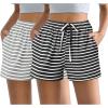 image:imageEkouaer Womens 2 Pack Pajama Shorts Comfy Lounge Bottom Y2k Printed Sleep Short with Pockets Pj Bottoms SXXLBlack StripeGrey Stripe