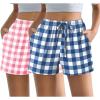 image:imageEkouaer Womens 2 Pack Pajama Shorts Comfy Lounge Bottom Y2k Printed Sleep Short with Pockets Pj Bottoms SXXLBluewhite PlaidPinkwhite Plaid