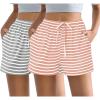 image:imageEkouaer Womens 2 Pack Pajama Shorts Comfy Lounge Bottom Y2k Printed Sleep Short with Pockets Pj Bottoms SXXLPink StripeGrey Stripe