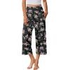 image:imageEkouaer Womens Pajama Pants 2026 Wide Leg Capri Yoga Pants Lounge Comfy Sleep Pj Bottoms with PocketsBlack Flowers