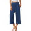 image:imageEkouaer Womens Pajama Pants 2026 Wide Leg Capri Yoga Pants Lounge Comfy Sleep Pj Bottoms with PocketsBlue