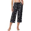 image:imageEkouaer Womens Pajamas Pants Capri Pj Bottoms with Pockets Comfy Drawstring Printed Lounge Soft Sleep PantsBlack Stars