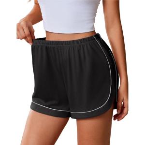 image:imageEkouaer Pajama Shorts Women Soft Sleep Shorts Casual Lounge Shorts Cute High Waist Pajama Bottom Comfy Split Side Pj BottomBlack