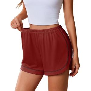 image:imageEkouaer Pajama Shorts Women Soft Sleep Shorts Casual Lounge Shorts Cute High Waist Pajama Bottom Comfy Split Side Pj BottomWine Red