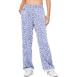 image:imageEkouaer Soft Pajama Pants for Women Elastic Waist Casual Lounge Yoga Pj Bottoms with PocketsSpotted Blue