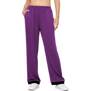 image:imageEkouaer Soft Pajama Pants for Women Elastic Waist Casual Lounge Yoga Pj Bottoms with PocketsWineberry