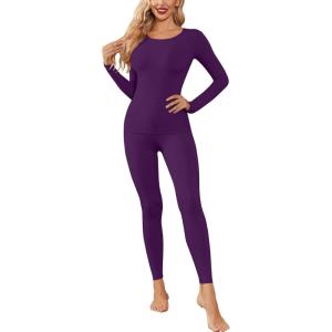 image:imageEkouaer Womens Thermal Underwear Sets Long Johns Long Sleeve Base Layer Pajama Top and Leggings Set Cold Weather SXXLDed Purple