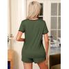 image:imageEkouaer Pajama Set for Women 2 Piece Lounge Set Short Sleeve Tops and Shorts Soft Sleepwear Chest PocketArmy Green