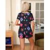 image:imageEkouaer Pajama Set for Women 2 Piece Lounge Set Short Sleeve Tops and Shorts Soft Sleepwear Chest PocketBlack Star Sky