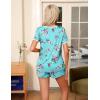 image:imageEkouaer Pajama Set for Women 2 Piece Lounge Set Short Sleeve Tops and Shorts Soft Sleepwear Chest PocketBlue Flower