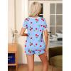 image:imageEkouaer Pajama Set for Women 2 Piece Lounge Set Short Sleeve Tops and Shorts Soft Sleepwear Chest PocketBluecherry