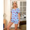 image:imageEkouaer Pajama Set for Women 2 Piece Lounge Set Short Sleeve Tops and Shorts Soft Sleepwear Chest PocketBluecherry