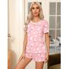 image:imageEkouaer Pajama Set for Women 2 Piece Lounge Set Short Sleeve Tops and Shorts Soft Sleepwear Chest PocketBluedot Flower
