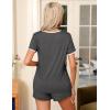 image:imageEkouaer Pajama Set for Women 2 Piece Lounge Set Short Sleeve Tops and Shorts Soft Sleepwear Chest PocketGrey