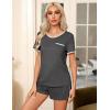 image:imageEkouaer Pajama Set for Women 2 Piece Lounge Set Short Sleeve Tops and Shorts Soft Sleepwear Chest PocketGrey