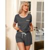 image:imageEkouaer Pajama Set for Women 2 Piece Lounge Set Short Sleeve Tops and Shorts Soft Sleepwear Chest PocketGrey