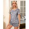 image:imageEkouaer Pajama Set for Women 2 Piece Lounge Set Short Sleeve Tops and Shorts Soft Sleepwear Chest PocketGrey Coffee
