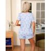 image:imageEkouaer Pajama Set for Women 2 Piece Lounge Set Short Sleeve Tops and Shorts Soft Sleepwear Chest PocketLight Blue Cat