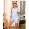 image:imageEkouaer Pajama Set for Women 2 Piece Lounge Set Short Sleeve Tops and Shorts Soft Sleepwear Chest PocketLight Blue Cat