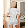 image:imageEkouaer Pajama Set for Women 2 Piece Lounge Set Short Sleeve Tops and Shorts Soft Sleepwear Chest PocketLight Gary Stars