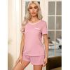 image:imageEkouaer Pajama Set for Women 2 Piece Lounge Set Short Sleeve Tops and Shorts Soft Sleepwear Chest PocketPink