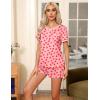 image:imageEkouaer Pajama Set for Women 2 Piece Lounge Set Short Sleeve Tops and Shorts Soft Sleepwear Chest PocketPink Red Love