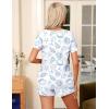 image:imageEkouaer Pajama Set for Women 2 Piece Lounge Set Short Sleeve Tops and Shorts Soft Sleepwear Chest PocketWhiteconch Bow