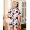 image:imageEkouaer Pajama Set for Women 2 Piece Lounge Set Short Sleeve Tops and Shorts Soft Sleepwear Chest PocketWine Red Flower