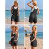 image:imageEkouaer Rompers for Women 2026 Fashion Ribbed Knit Jumpsuit Scoop Neck Loose Outfit Wide Leg Summer One Piece ShortallsDark Grey