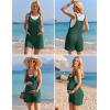 image:imageEkouaer Rompers for Women 2026 Fashion Ribbed Knit Jumpsuit Scoop Neck Loose Outfit Wide Leg Summer One Piece ShortallsDeep Green