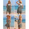 image:imageEkouaer Rompers for Women 2026 Fashion Ribbed Knit Jumpsuit Scoop Neck Loose Outfit Wide Leg Summer One Piece ShortallsGreen Grey