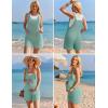 image:imageEkouaer Rompers for Women 2026 Fashion Ribbed Knit Jumpsuit Scoop Neck Loose Outfit Wide Leg Summer One Piece ShortallsIce Green