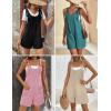 image:imageEkouaer Rompers for Women 2026 Fashion Ribbed Knit Jumpsuit Scoop Neck Loose Outfit Wide Leg Summer One Piece ShortallsIce Green