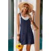 image:imageEkouaer Rompers for Women 2026 Fashion Ribbed Knit Jumpsuit Scoop Neck Loose Outfit Wide Leg Summer One Piece ShortallsNavy Blue