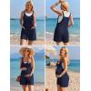 image:imageEkouaer Rompers for Women 2026 Fashion Ribbed Knit Jumpsuit Scoop Neck Loose Outfit Wide Leg Summer One Piece ShortallsNavy Blue
