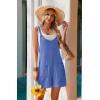 image:imageEkouaer Rompers for Women 2026 Fashion Ribbed Knit Jumpsuit Scoop Neck Loose Outfit Wide Leg Summer One Piece ShortallsTrue Blue