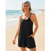 image:imageEkouaer Rompers for Women Summer Sleeveless Shorts Casual Spaghetti Strap Jumpsuits with Pockets Beach Vacation Outfits SXXLBlack