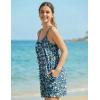 image:imageEkouaer Rompers for Women Summer Sleeveless Shorts Casual Spaghetti Strap Jumpsuits with Pockets Beach Vacation Outfits SXXLBlue Green Floral