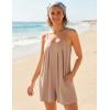 image:imageEkouaer Rompers for Women Summer Sleeveless Shorts Casual Spaghetti Strap Jumpsuits with Pockets Beach Vacation Outfits SXXLKhaki