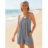 image:imageEkouaer Rompers for Women Summer Sleeveless Shorts Casual Spaghetti Strap Jumpsuits with Pockets Beach Vacation Outfits SXXLLight Grey