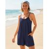 image:imageEkouaer Rompers for Women Summer Sleeveless Shorts Casual Spaghetti Strap Jumpsuits with Pockets Beach Vacation Outfits SXXLNavy Blue