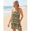 image:imageEkouaer Rompers for Women Summer Sleeveless Shorts Casual Spaghetti Strap Jumpsuits with Pockets Beach Vacation Outfits SXXLOlive Green Floral